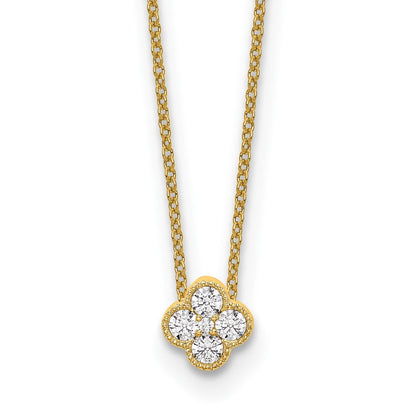 10K Gelbgold 0,25 ct. Laborgezüchteter Diamant VS/SI+ G+ 45 cm (18 Zoll) Blüten-Anhänger-Halskette