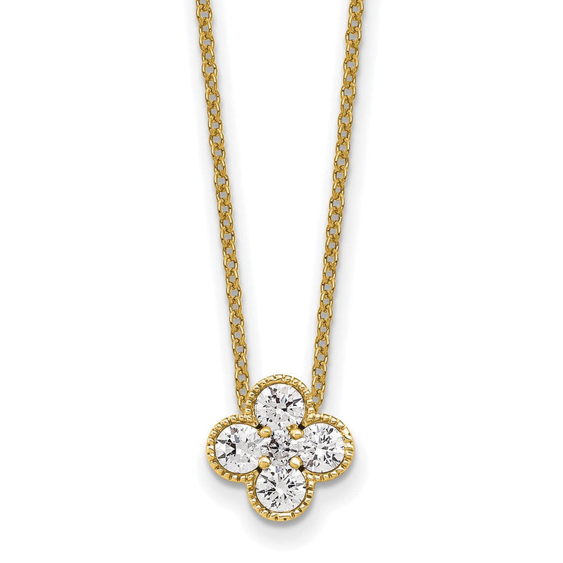 14K Gelbgold True Origin 1/2 Karat Im Labor Gezüchtet Diamant Vs Def 18 Zoll Bloom Blumen Anhänger Halskette