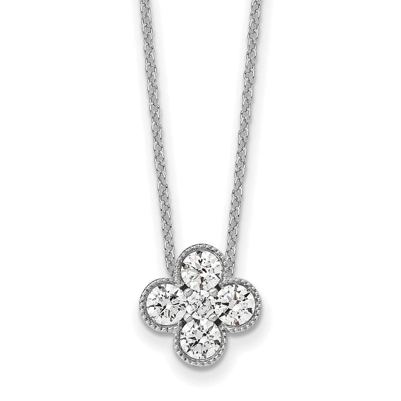 14K Weißgold True Origin 3/4 Karat Im Labor Gezüchtet Diamant Vs Def 18 Zoll Bloom Blumen Anhänger Halskette