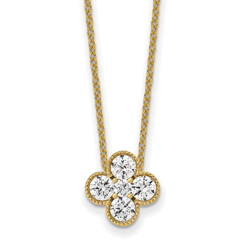 14K Gelbgold True Origin 3/4 Karat Im Labor Gezüchtet Diamant Vs Def 18 Zoll Bloom Blumen Anhänger Halskette