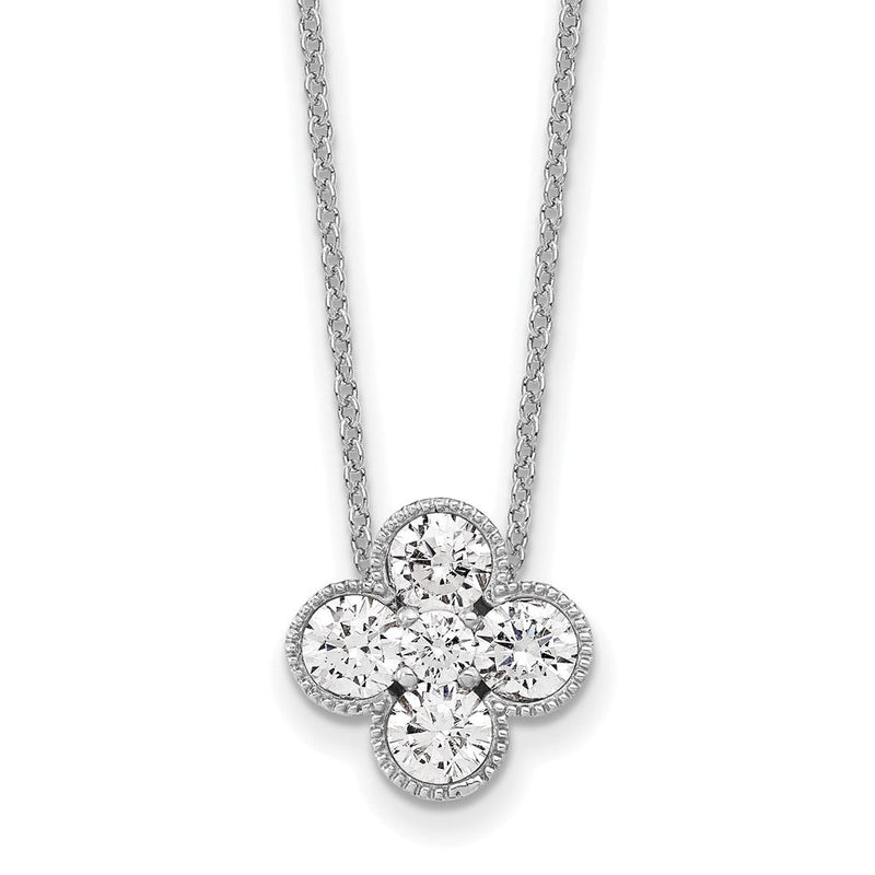 14K Weißgold True Origin 1 Karat Im Labor Gezüchtet Diamant Vs Def 18 Zoll Bloom Blumen Anhänger Halskette