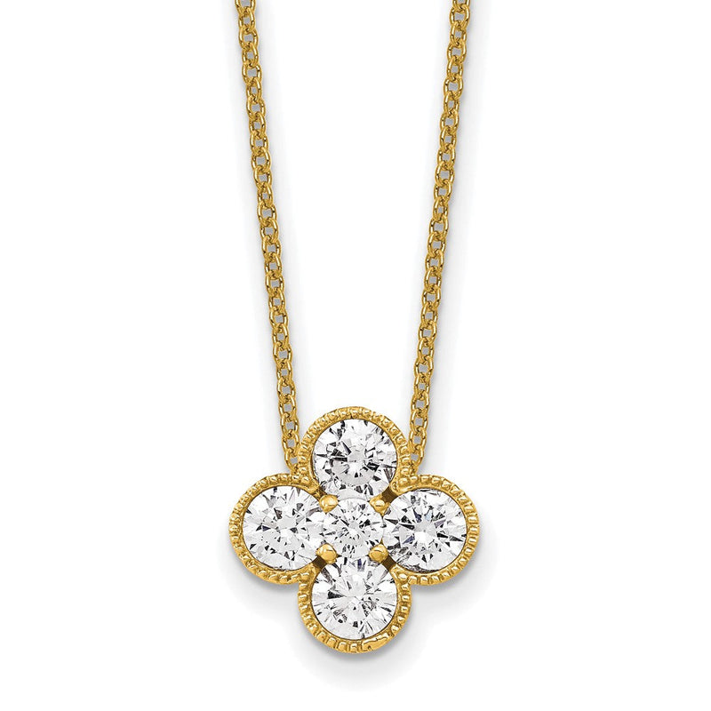14K Gelbgold True Origin 1 Karat Im Labor Gezüchtet Diamant Vs Def 18 Zoll Bloom Blumen Anhänger Halskette