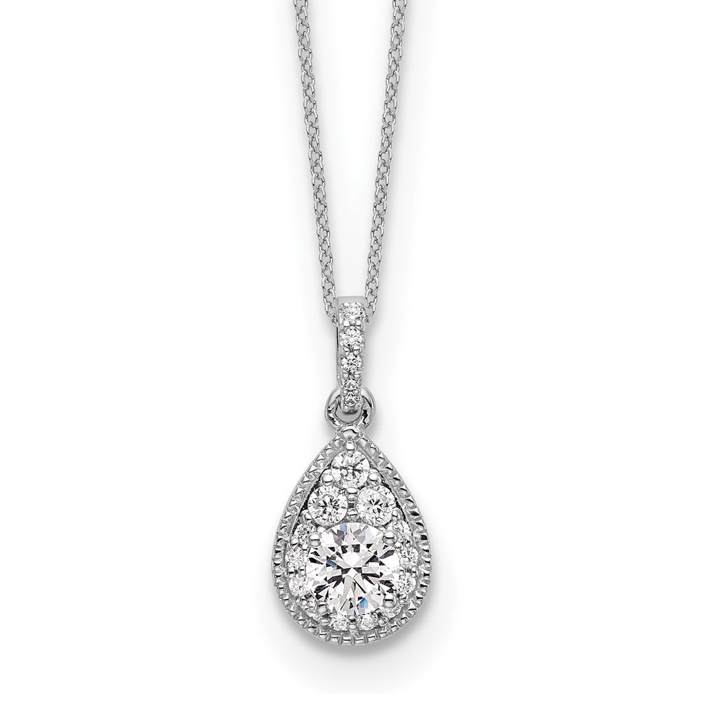 10K Weißgold 0,5 ct. Laborgezüchteter Diamant VS/SI+ G+ 18 Zoll Tropfen-Anhänger-Halskette