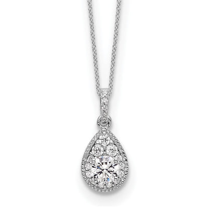 10K Weißgold 0,5 ct. Laborgezüchteter Diamant VS/SI+ G+ 18 Zoll Tropfen-Anhänger-Halskette