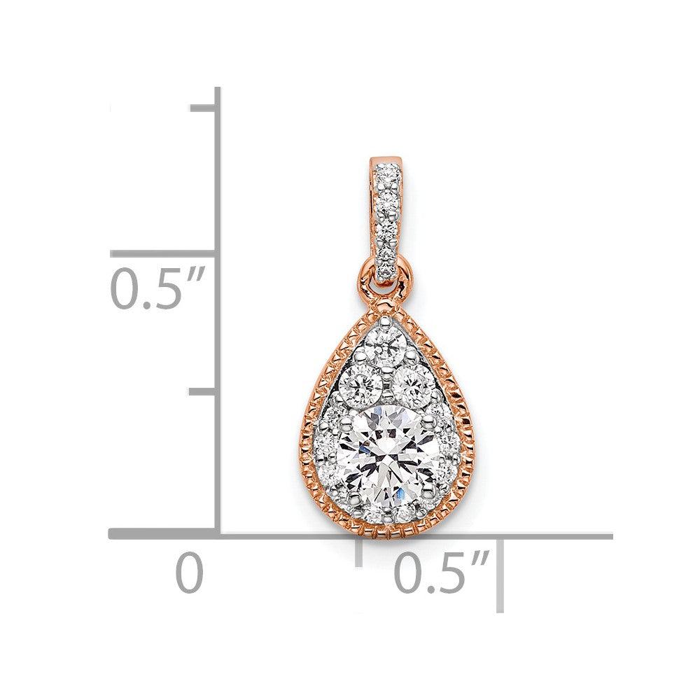 14K Roségold 0,5 ct. Labor gezüchteter Diamant VS/SI+ G+ Komplett-Tropfen-Anhänger zum Baumeln