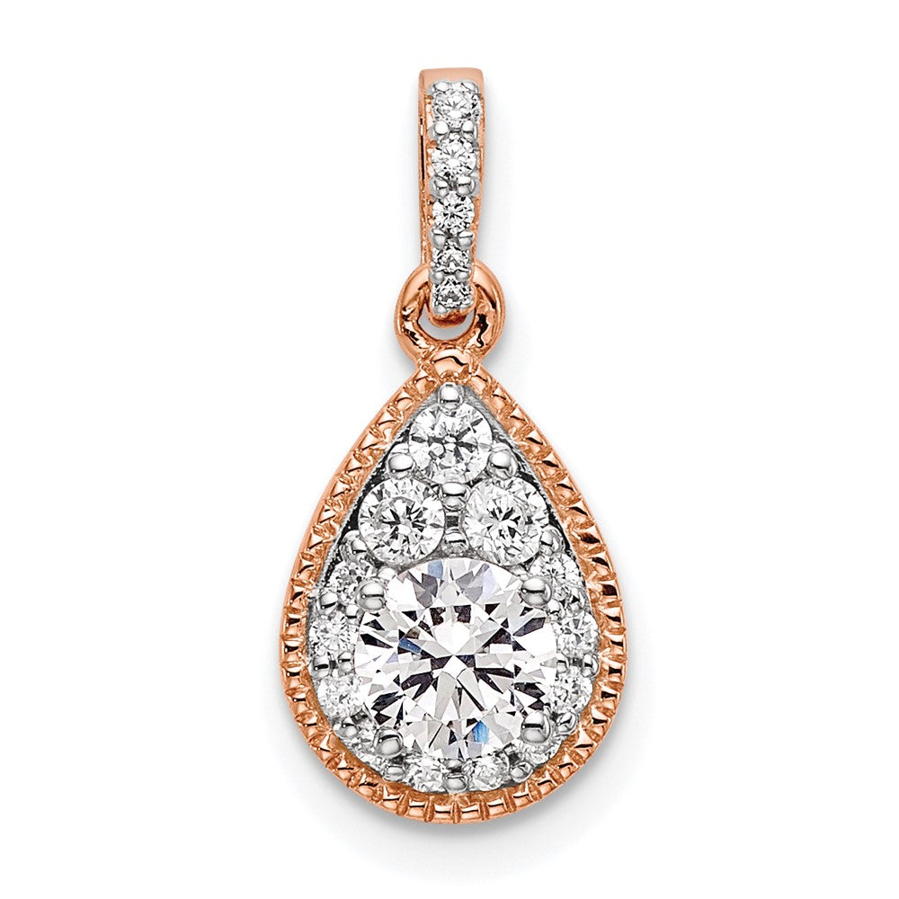 14K Roségold 0,5 ct. Labor gezüchteter Diamant VS/SI+ G+ Komplett-Tropfen-Anhänger zum Baumeln