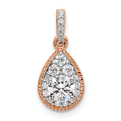14K Roségold 0,5 ct. Labor gezüchteter Diamant VS/SI+ G+ Komplett-Tropfen-Anhänger zum Baumeln