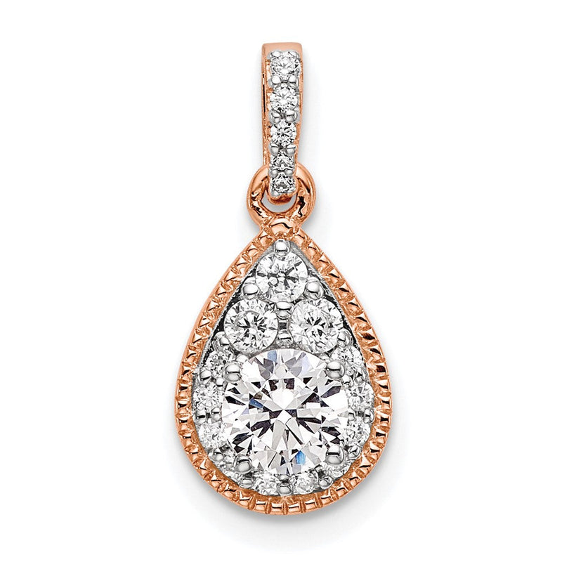 14K Roségold 0,5 ct. Labor gezüchteter Diamant VS/SI+ G+ Komplett-Tropfen-Anhänger zum Baumeln