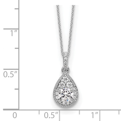 14K Weißgold 0,5 ct. Laborgezüchteter Diamant VS/SI+ G+ 18 Zoll Tropfenanhänger-Halskette
