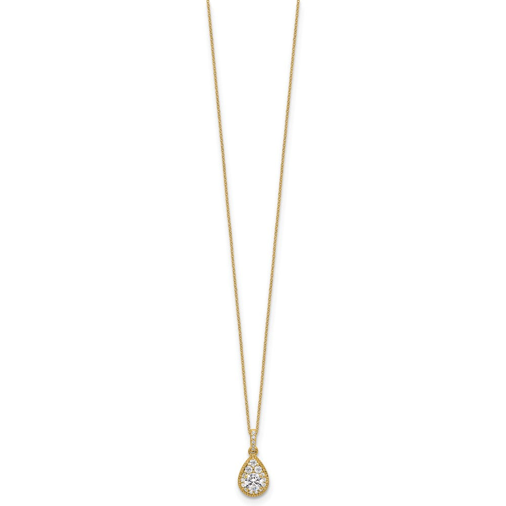 14K Gelbgold 0,5 ct. Laborgezüchteter Diamant VS/SI+ G+ 45 cm (18 Zoll) Tropfen-Anhänger-Halskette