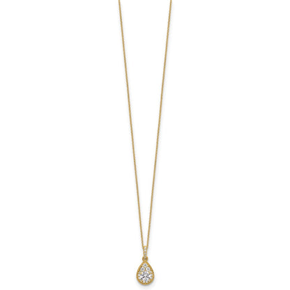 14K Gelbgold 0,5 ct. Laborgezüchteter Diamant VS/SI+ G+ 45 cm (18 Zoll) Tropfen-Anhänger-Halskette