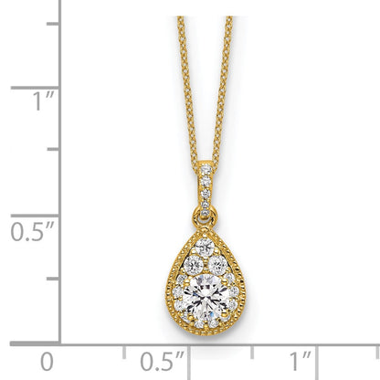 14K Gelbgold 0,5 ct. Laborgezüchteter Diamant VS/SI+ G+ 45 cm (18 Zoll) Tropfen-Anhänger-Halskette
