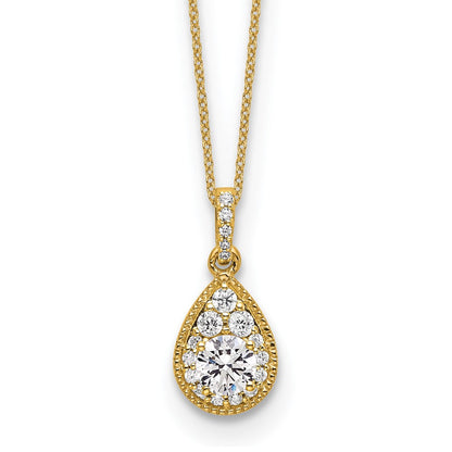 14K Gelbgold 0,5 ct. Laborgezüchteter Diamant VS/SI+ G+ 45 cm (18 Zoll) Tropfen-Anhänger-Halskette