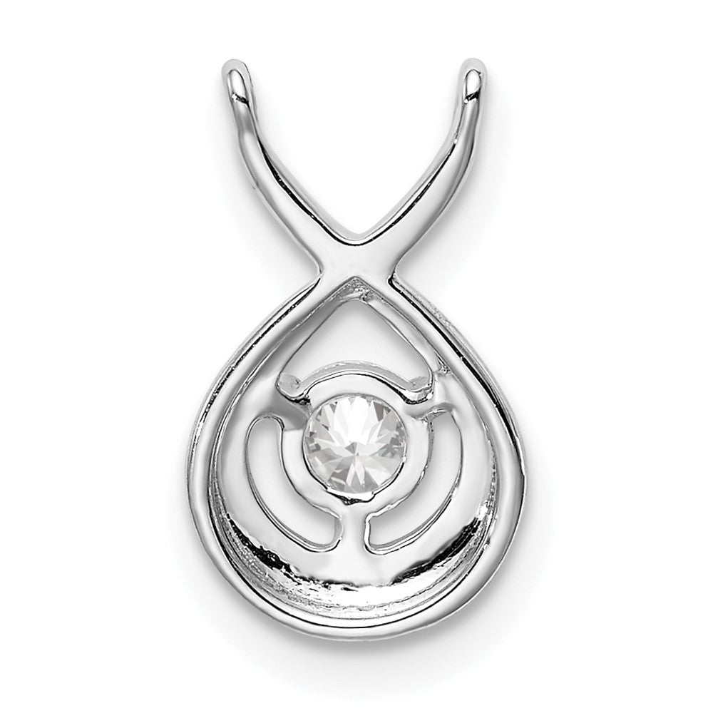 14 K Weißgold Anhänger mit Kette, Kettenschieber, Tropfenform, 0,2 ct. Laborgezüchteter Diamant VS/SI+ G+