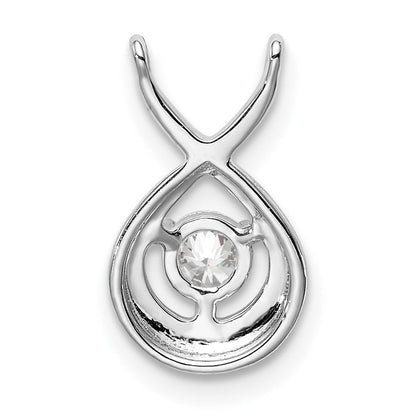 14 K Weißgold Anhänger mit Kette, Kettenschieber, Tropfenform, 0,2 ct. Laborgezüchteter Diamant VS/SI+ G+