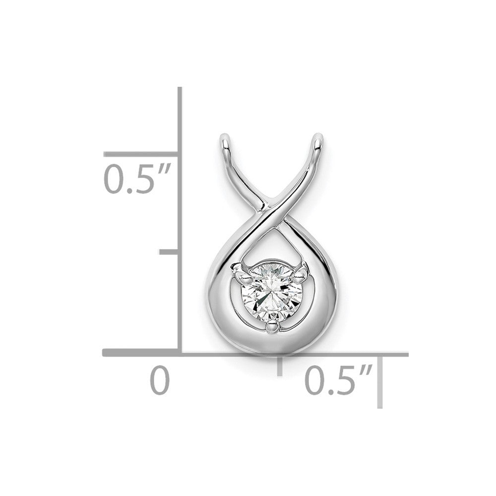 14 K Weißgold Anhänger mit Kette, Kettenschieber, Tropfenform, 0,2 ct. Laborgezüchteter Diamant VS/SI+ G+