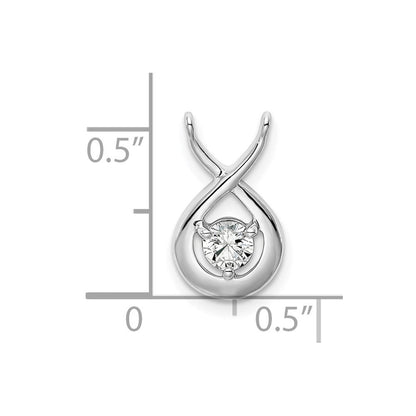 14 K Weißgold Anhänger mit Kette, Kettenschieber, Tropfenform, 0,2 ct. Laborgezüchteter Diamant VS/SI+ G+