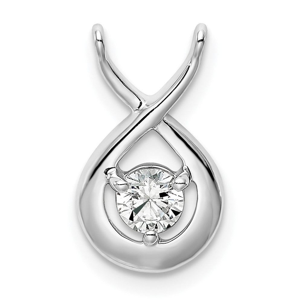 14 K Weißgold Anhänger mit Kette, Kettenschieber, Tropfenform, 0,2 ct. Laborgezüchteter Diamant VS/SI+ G+
