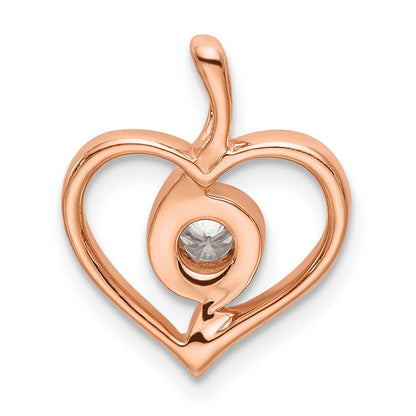 14K Roségold Anhänger „Offenes Herz“ mit 0,10 ct. laborgezüchtetem Diamant VS/SI+ G+ in Zargenfassung