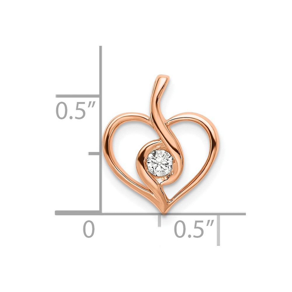 14K Roségold Anhänger „Offenes Herz“ mit 0,10 ct. laborgezüchtetem Diamant VS/SI+ G+ in Zargenfassung