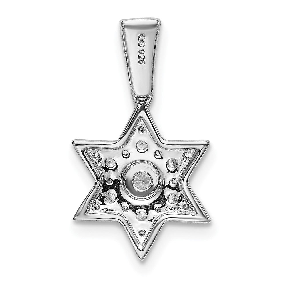 14K Weißgold Anhänger Sechszackiger Stern mit echten Diamanten