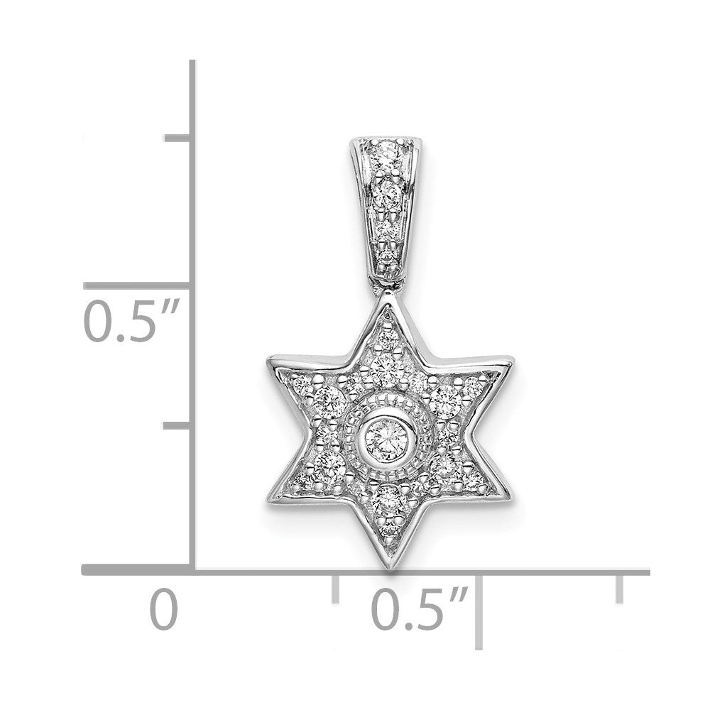 14K Weißgold Anhänger Sechszackiger Stern mit echten Diamanten