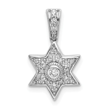 14K Weißgold Anhänger Sechszackiger Stern mit echten Diamanten