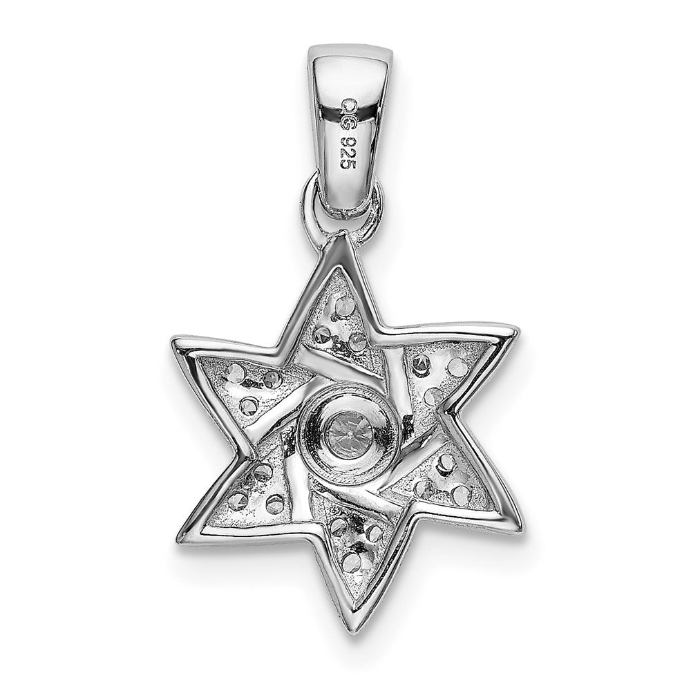 14K Weißgold Sechszackiger-Stern-Anhänger mit echten Diamanten