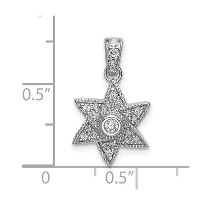 14K Weißgold Sechszackiger-Stern-Anhänger mit echten Diamanten
