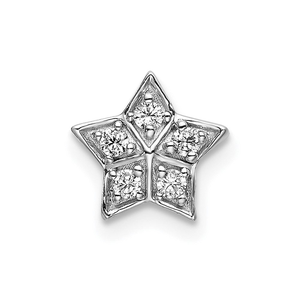 14K Weißgold Echtdiamant-Stern-Ketten-Gleitanhänger