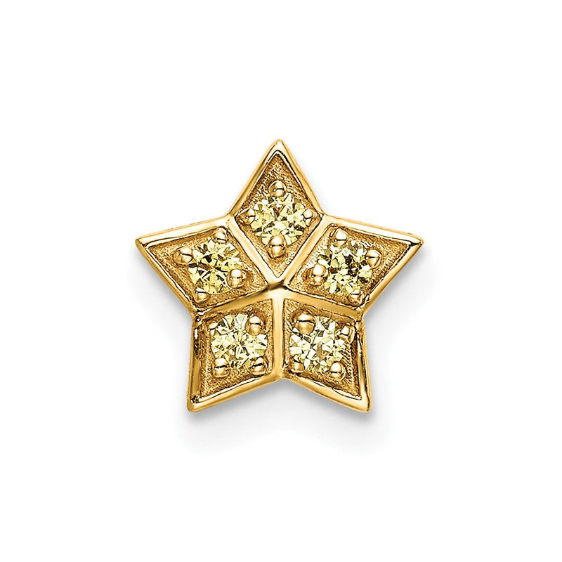 14K Gelbgold Gelber-Saphir Stern-Gleitanhänger mit Kette