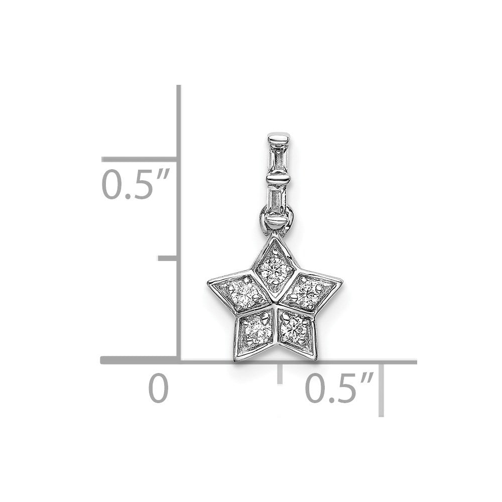 14K Weißgold Anhänger Stern mit echtem Diamant
