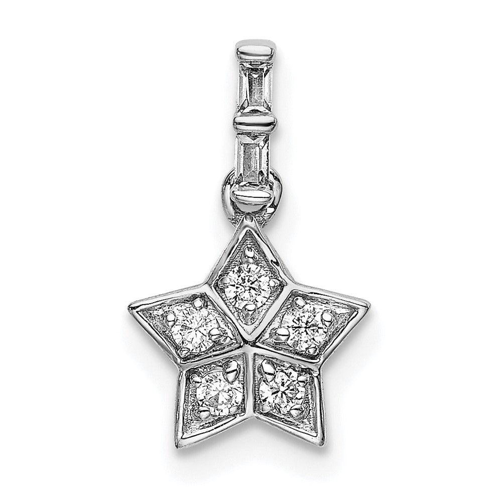 14K Weißgold Anhänger Stern mit echtem Diamant
