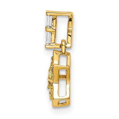 14K Gelbgold Anhänger Stern mit echten Diamanten und gelben Saphiren