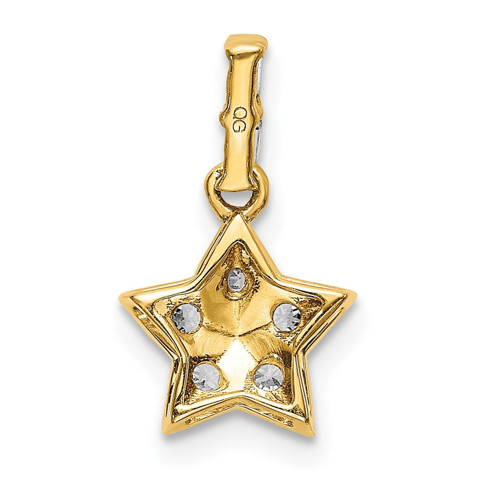 14K Gelbgold Anhänger Stern mit echten Diamanten und gelben Saphiren
