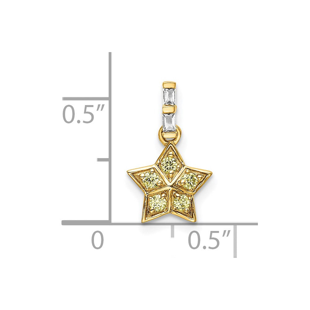 14K Gelbgold Anhänger Stern mit echten Diamanten und gelben Saphiren