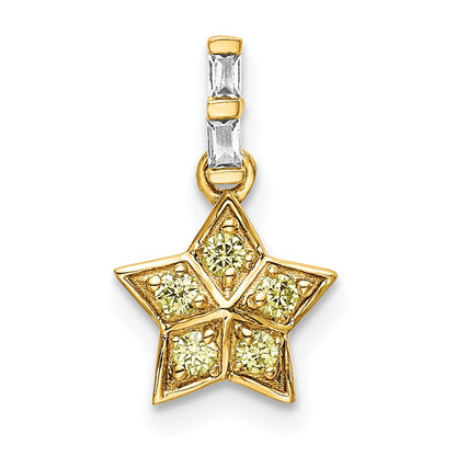 14K Gelbgold Anhänger Stern mit echten Diamanten und gelben Saphiren