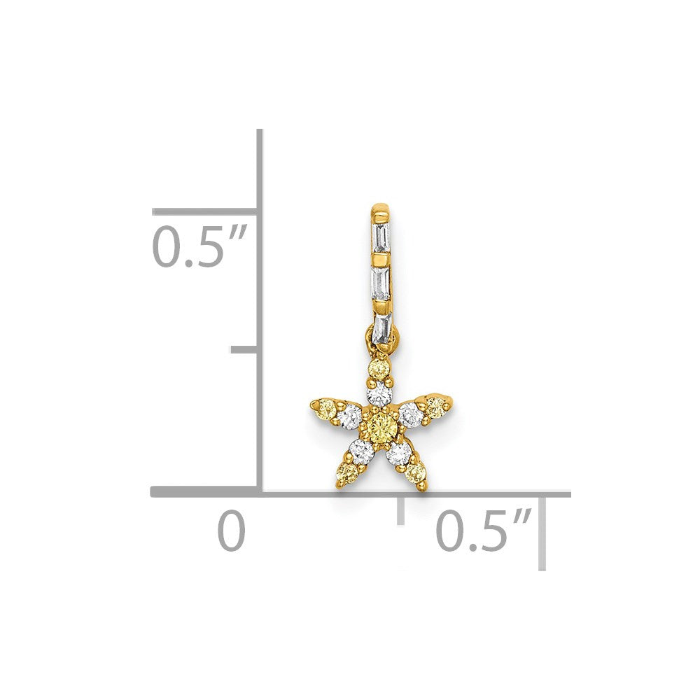 14K Gelbgold Stern-Anhänger mit echten Diamanten und gelben Saphiren