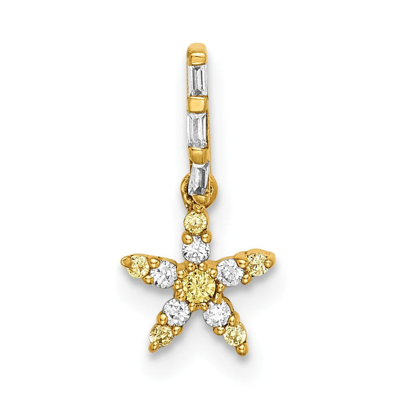 14K Gelbgold Stern-Anhänger mit echten Diamanten und gelben Saphiren