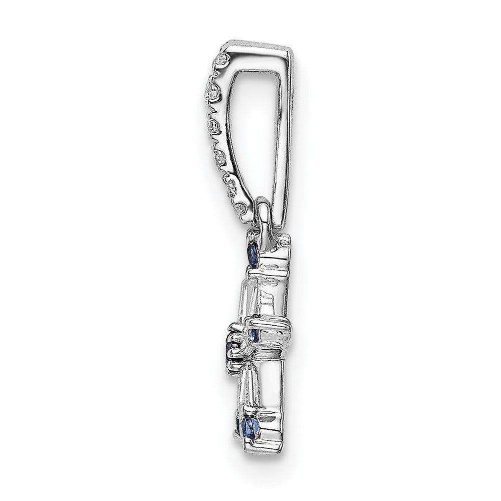 14K Weißgold Anhänger Stern mit blauem Saphir und echten Diamanten