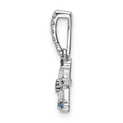 14K Weißgold Anhänger Stern mit blauem Saphir und echten Diamanten