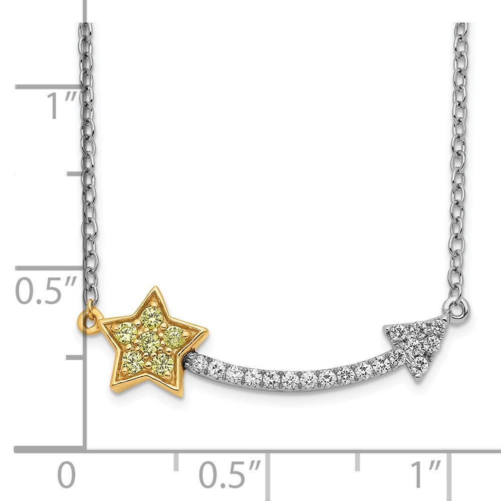 14K Bicolor Gold Echt Diamant/yellow Saphir Stern und Pfeil Halskette