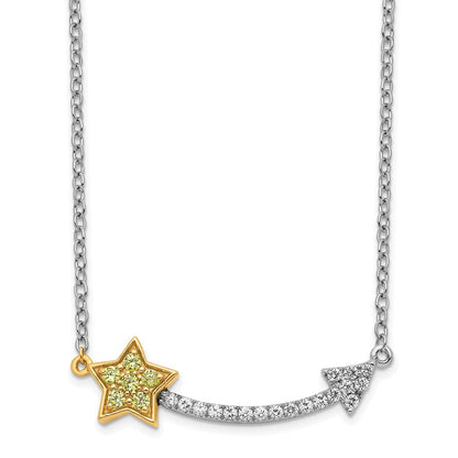 14K Bicolor Gold Echt Diamant/yellow Saphir Stern und Pfeil Halskette