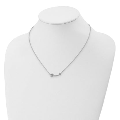 14K Weißgold Kette mit Anhänger Echter Diamant Stern und Pfeil