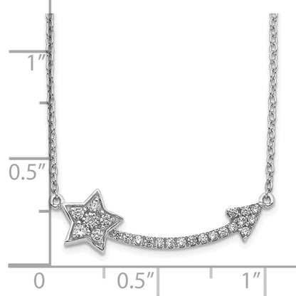 14K Weißgold Kette mit Anhänger Echter Diamant Stern und Pfeil