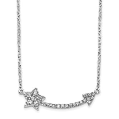 14K Weißgold Kette mit Anhänger Echter Diamant Stern und Pfeil