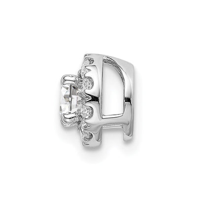 14 K Weißgold Kettenanhänger mit 0,5 ct. Laborgezüchteten Diamanten im Rundschliff, VS/SI+ G+, mit Halo, zum Auffädeln