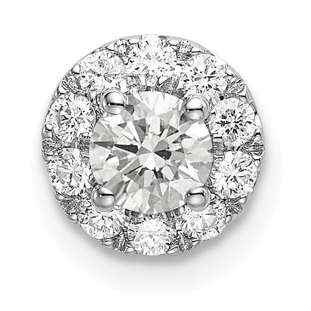 14 K Weißgold Kettenanhänger mit 0,5 ct. Laborgezüchteten Diamanten im Rundschliff, VS/SI+ G+, mit Halo, zum Auffädeln