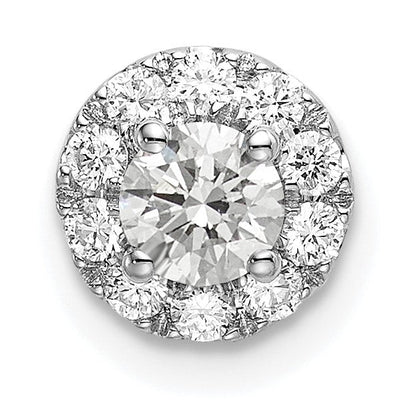 14 K Weißgold Kettenanhänger mit 0,5 ct. Laborgezüchteten Diamanten im Rundschliff, VS/SI+ G+, mit Halo, zum Auffädeln