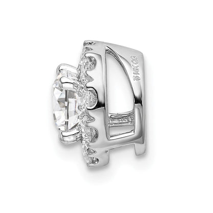 14 K Weißgold Gleitanhänger mit Kette, Halo, 1 ct. im Labor gezüchteten Diamanten, rund, VS/SI+ G+